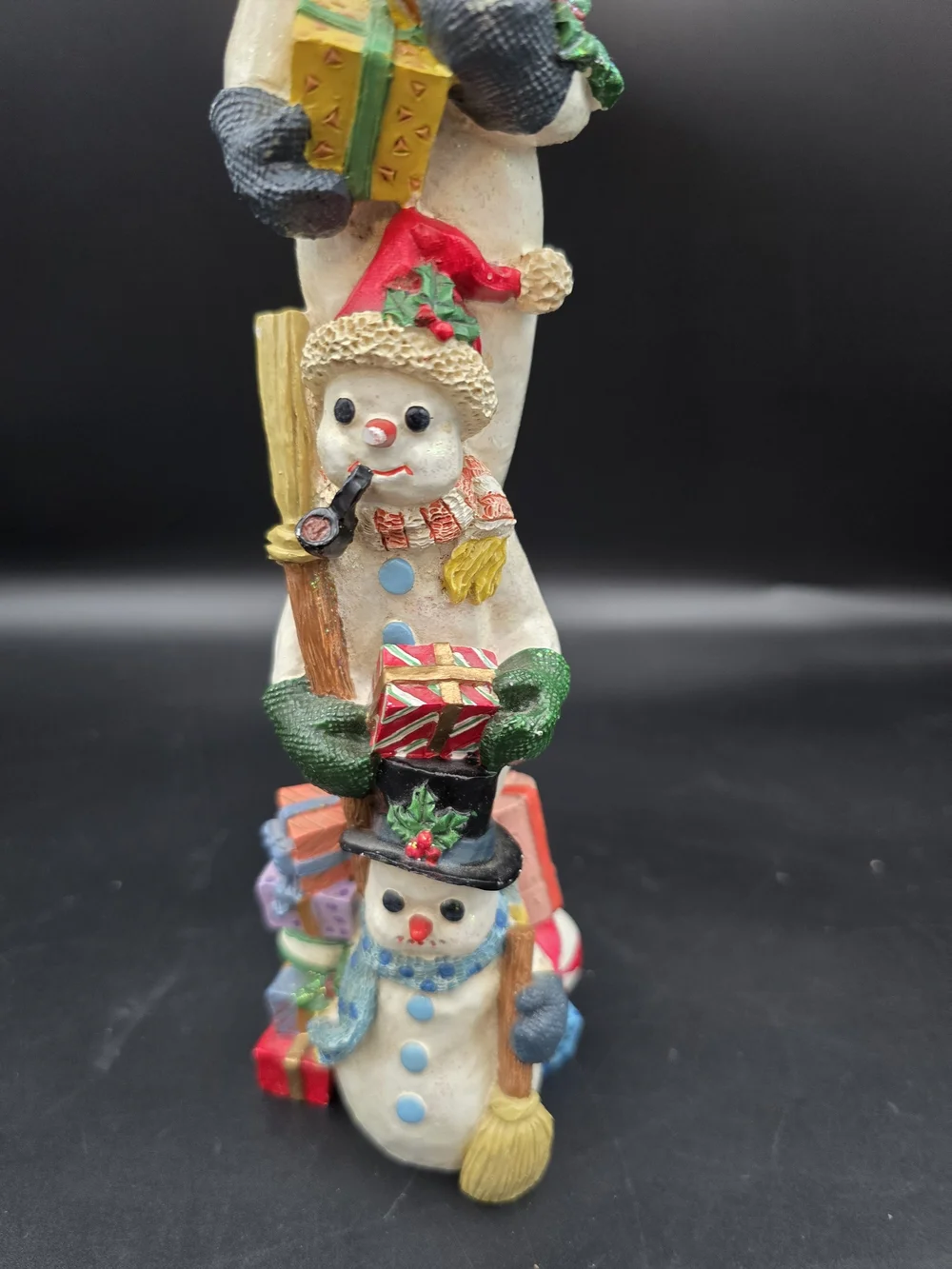 Stacked Snowmen Holiday Tower Figurine - Multicolor